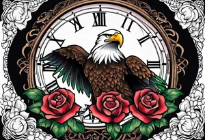 eagle, rose, clock , love tattoo idea
