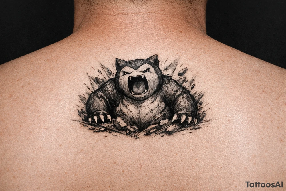 Powerful Snorlax waking up tattoo idea