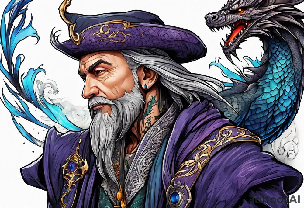 Wizard with dragon tattoo idea