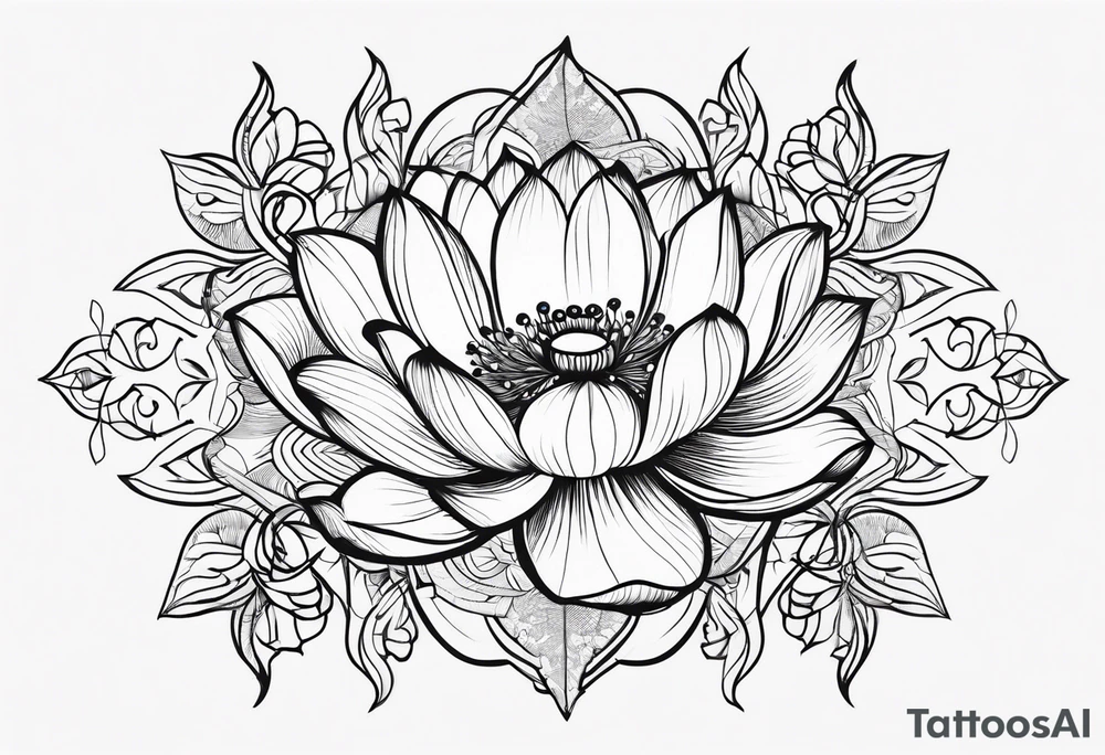 Lotus music song vine flowers tattoo idea