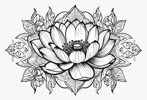 Lotus music song vine flowers tattoo idea