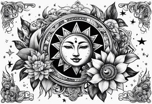 Sun moon and stars tattoo idea