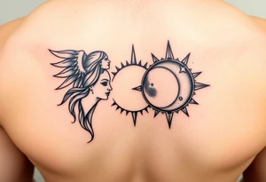 Gemini and sagittarius symbol, sun and moon tattoo idea