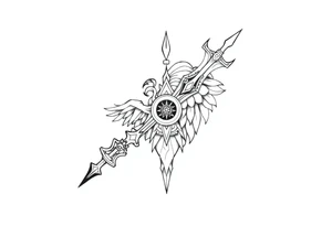 long shaman style mytical bold line with viking rhyme tattoo idea