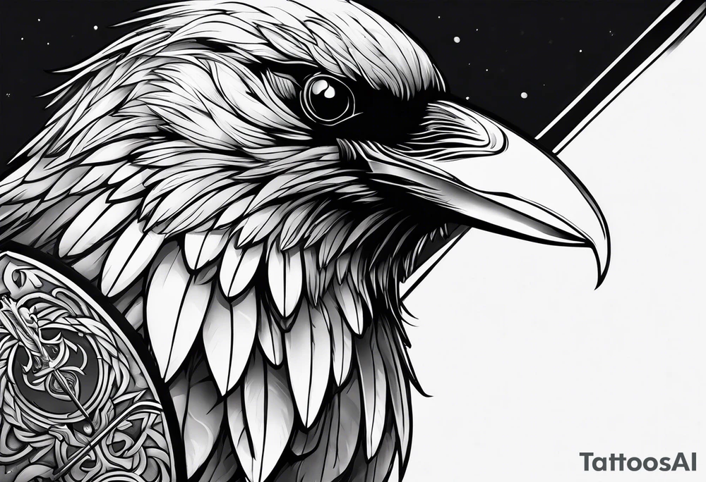 Crow holding sword tattoo idea