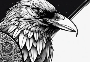 Crow holding sword tattoo idea