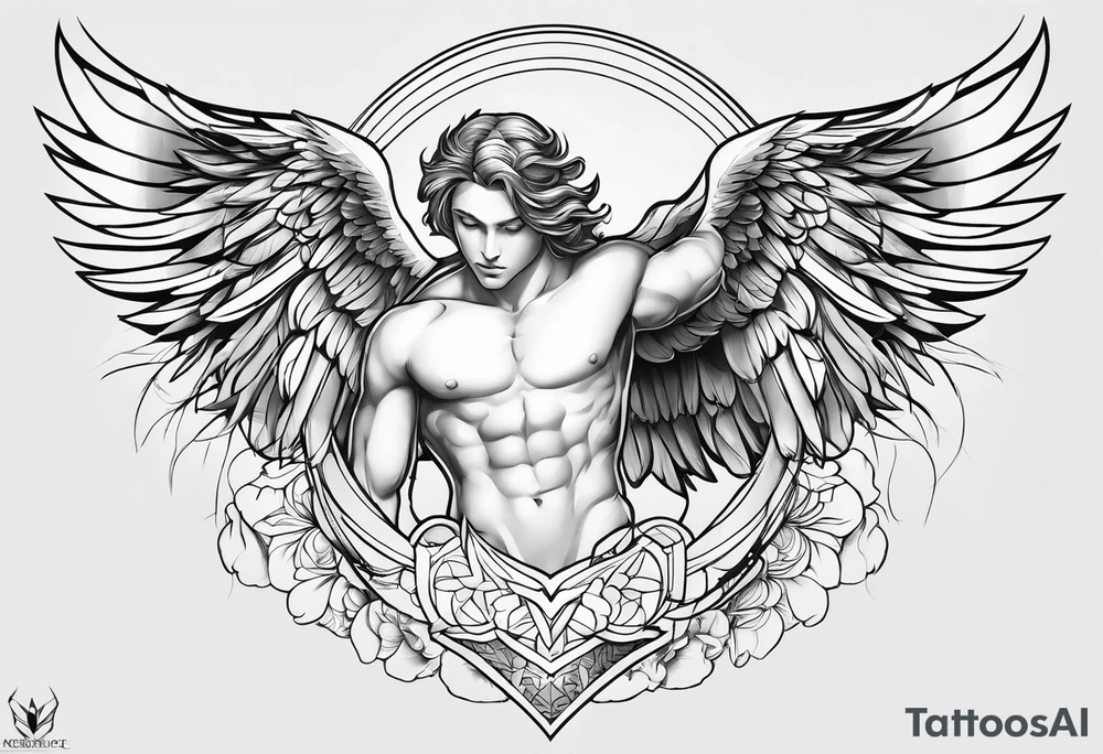 Male Angel tattoo for thigh tattoo idea