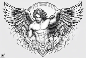 Male Angel tattoo for thigh tattoo idea