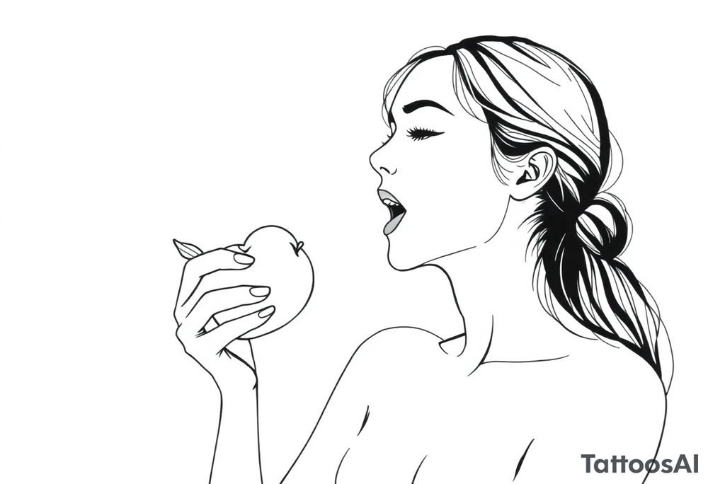 Beautiful woman eating an apple tattoo idea