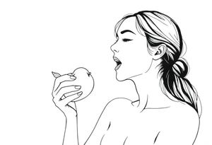 Beautiful woman eating an apple tattoo idea