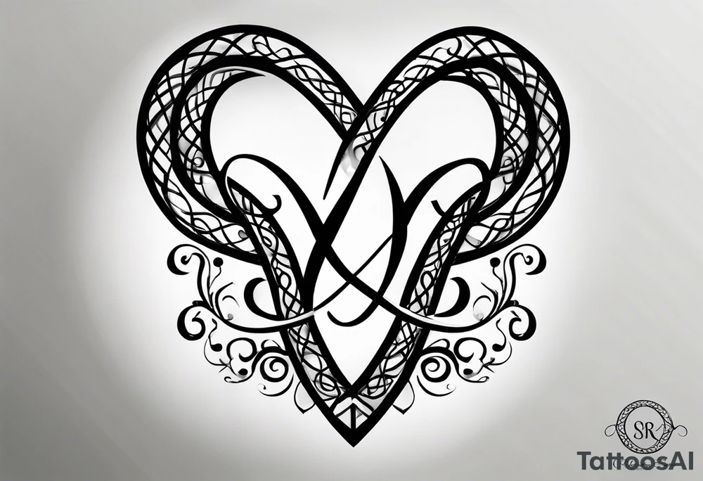 Infinity Symbol with Initials: Incorporate the infinity symbol, with the couple’s initials intertwined within the loop. This design can be exclusively in black or with a touch of red on the initials. tattoo idea