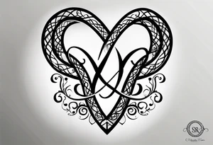 Infinity Symbol with Initials: Incorporate the infinity symbol, with the couple’s initials intertwined within the loop. This design can be exclusively in black or with a touch of red on the initials. tattoo idea