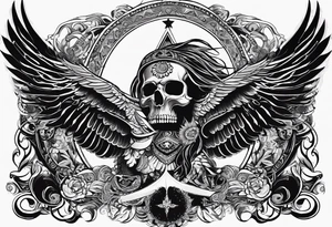black kali, goddess pirate, pachamama, valkrye, warrior, skull, lotus azul, wing, eagle, zenza resonance, stars tattoo idea