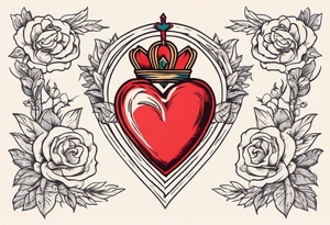 sacred heart vintage traditional tattoo simple sketch old school bold colors with banner christian
symbol
flowers crown on top of heart tattoo idea