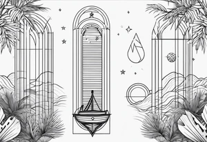 thin line, nautical themed, not dark, geometric, forearm location tattoo idea