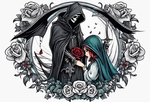 Grim reaper falls in love with human girl tattoo idea