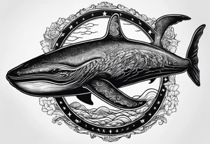 shynx cat riding a whale tattoo idea