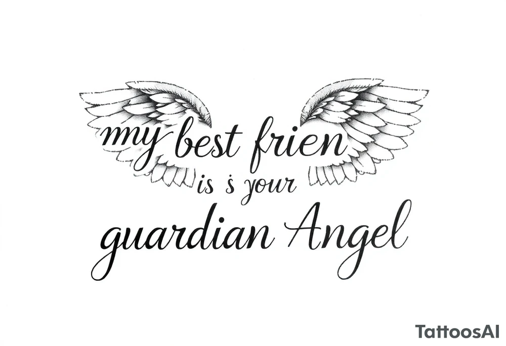 my best friend is my guardian angel with angel wings tattoo idea