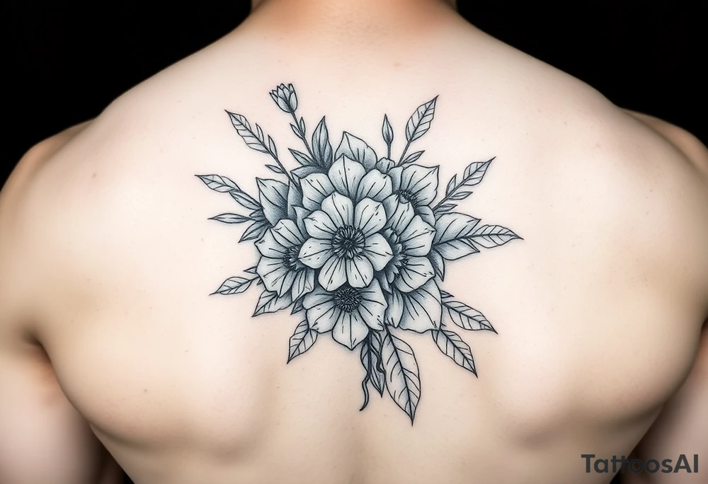 bouquet of flowers tattoo idea