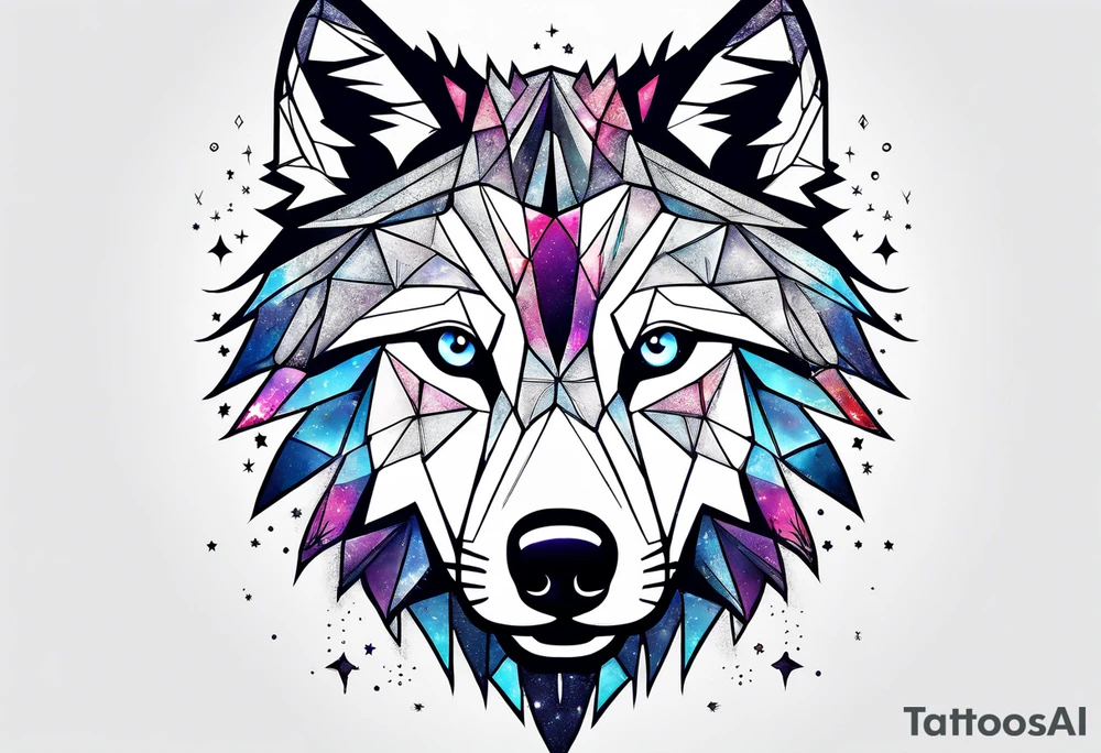 Constellation, animal wolf snow , géométric tattoo idea