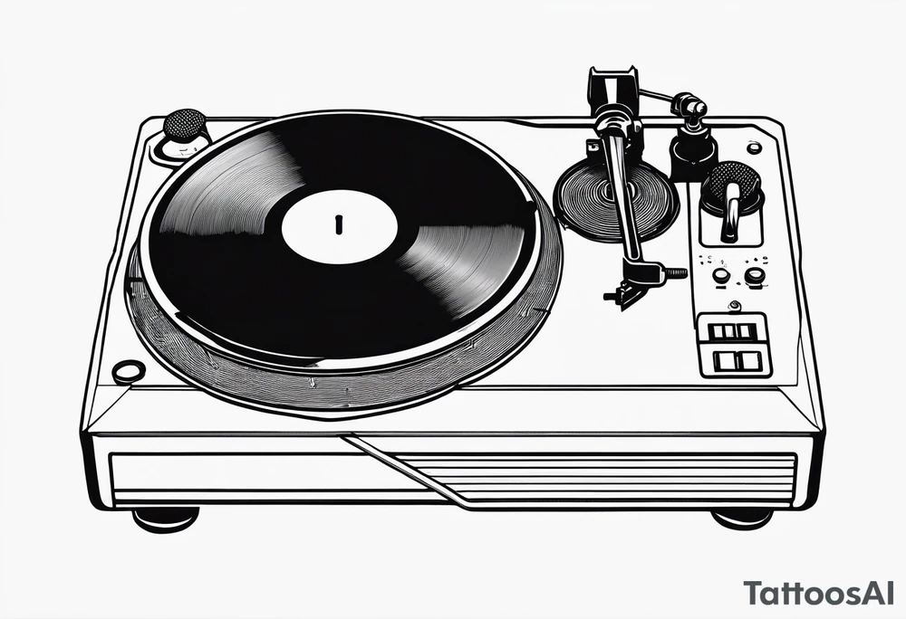 A recordplayer in fineline very minimalistic one line tattoo idea