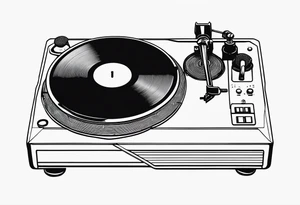 A recordplayer in fineline very minimalistic one line tattoo idea