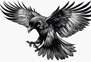 attacking raven in viking style tattoo idea