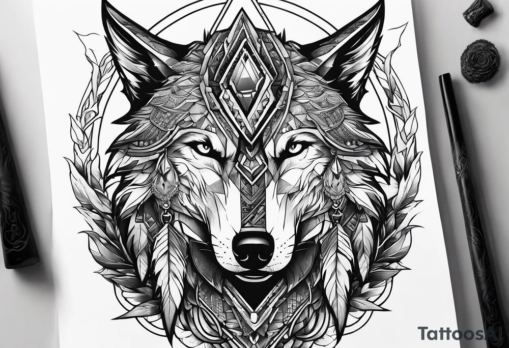 valkeryie warrior wolf crow axe tattoo idea