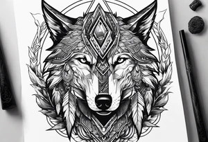 valkeryie warrior wolf crow axe tattoo idea