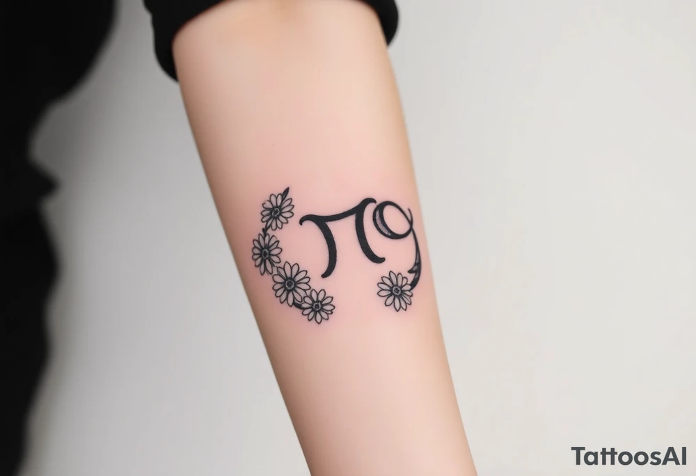 zodiac sign Pisces, surrounded by daisy's tattoo idea