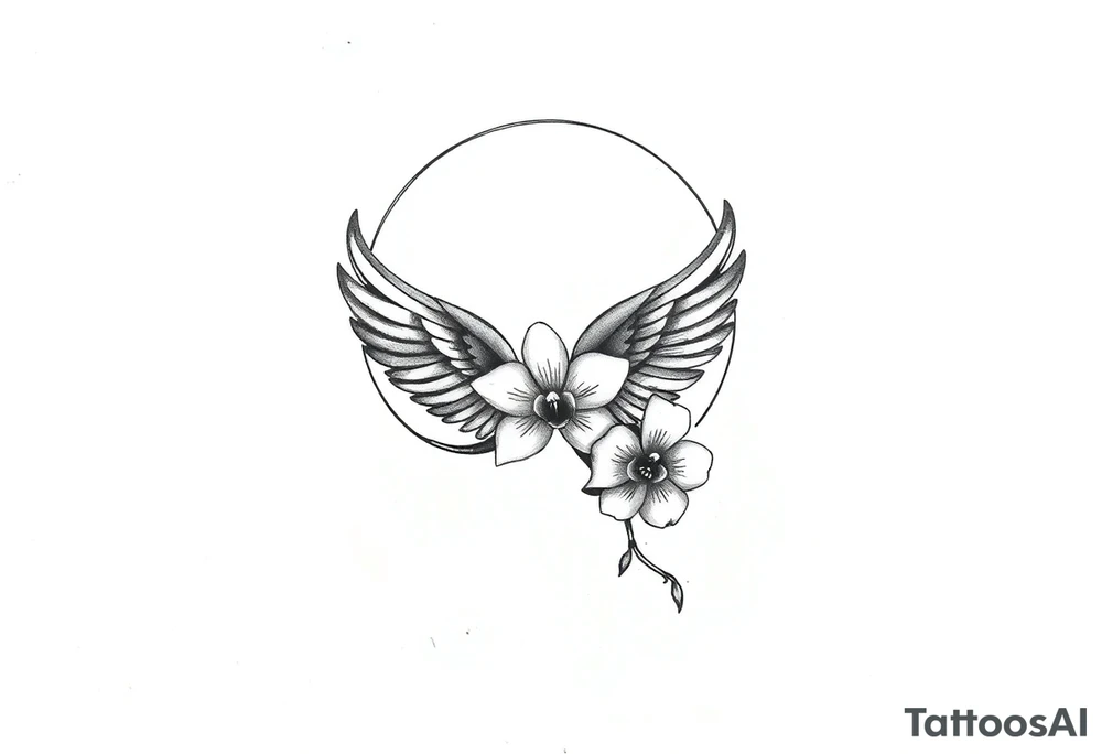 infinity loop with wings inside and an orchid tattoo idea