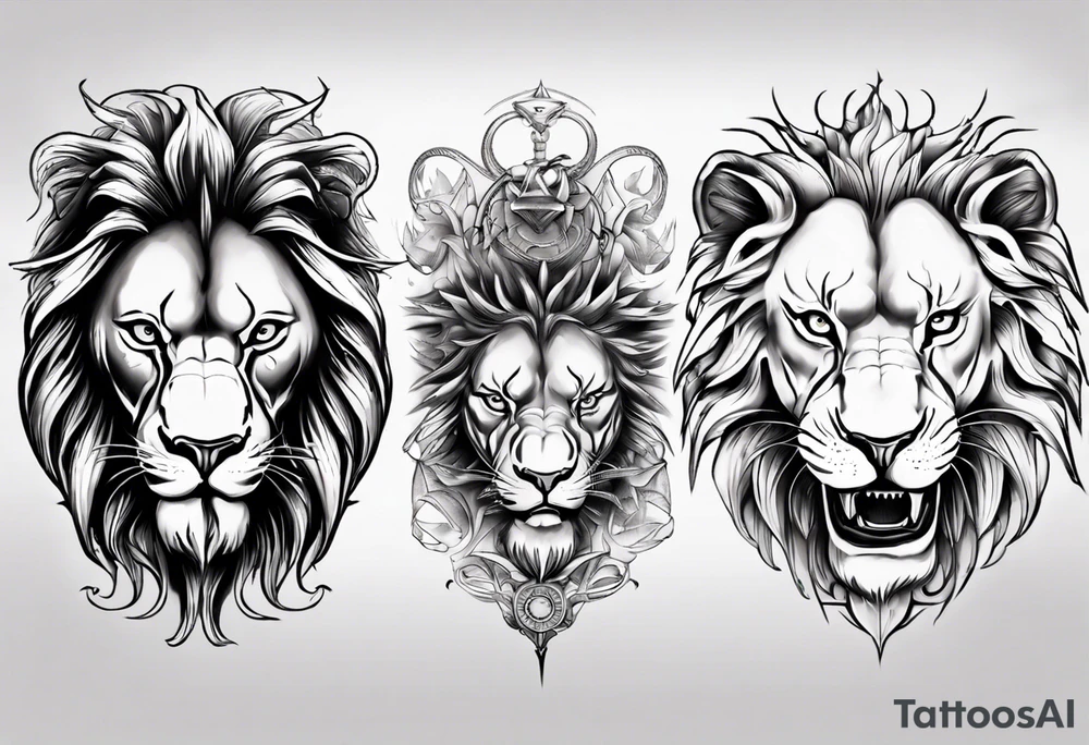 predatory lion tattoo idea