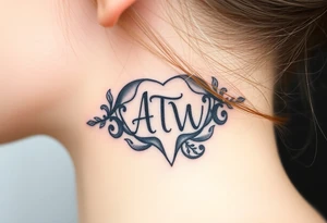 ATW initials inside a human teeth bite mark tattoo idea