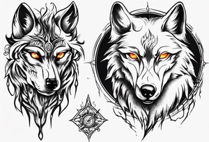 wolf with fire eyes tattoo idea