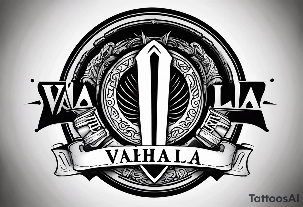 Valhalla steps round
shield sword tattoo idea