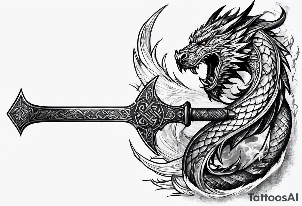 Valhalla valknut sword axe Dragon tattoo idea