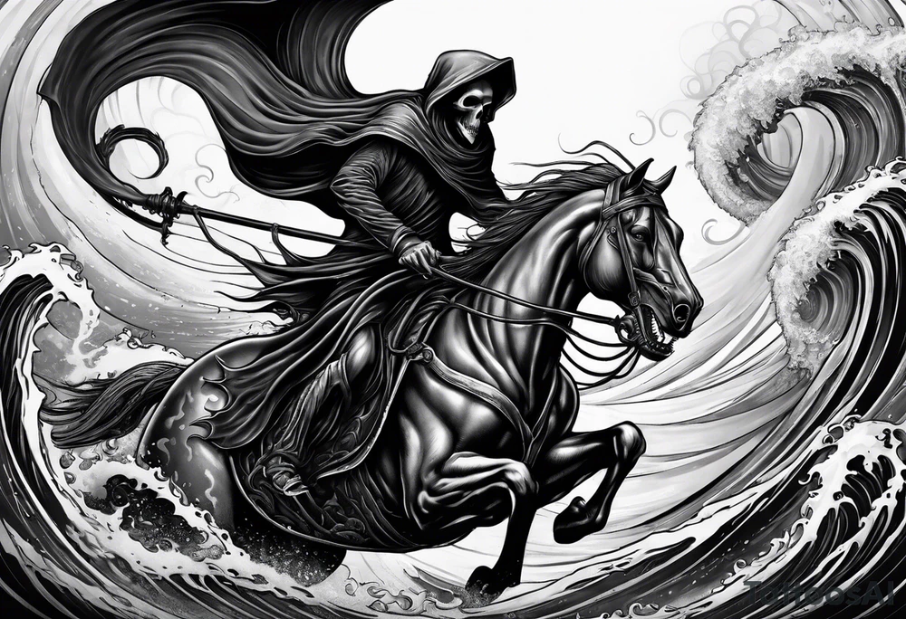 Grim reaper riding a kraken tattoo idea