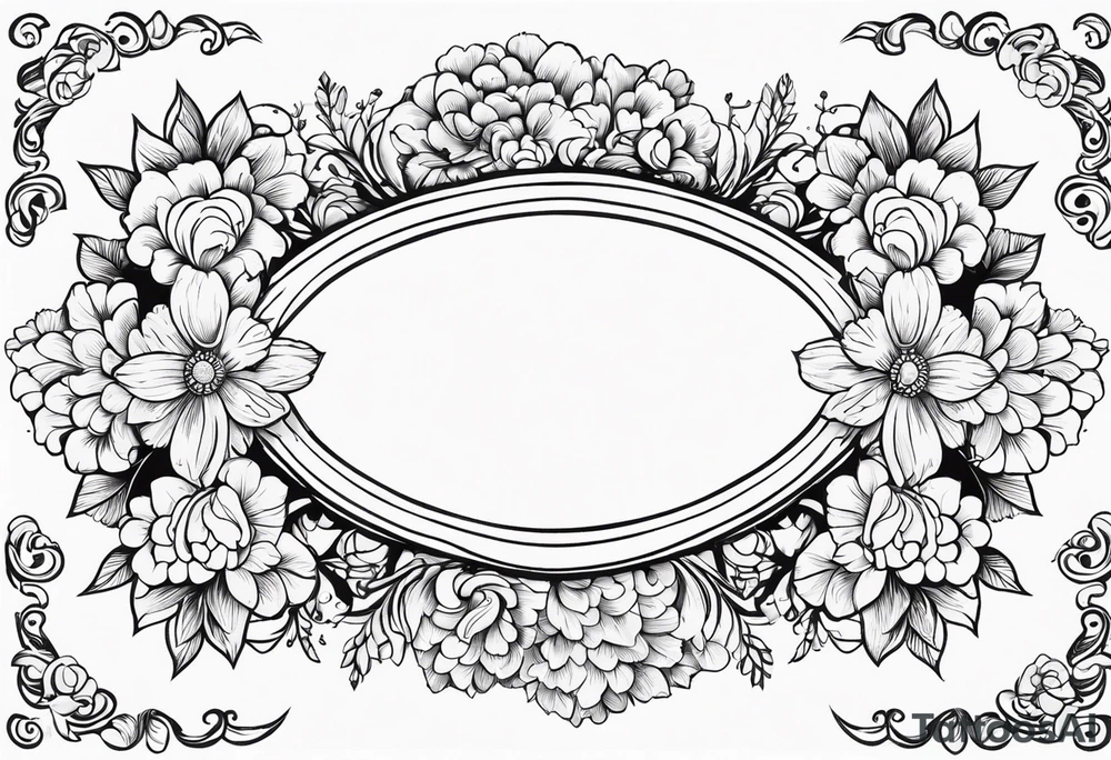 floral clouds circle vignette frame tattoo idea