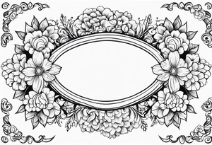 floral clouds circle vignette frame tattoo idea