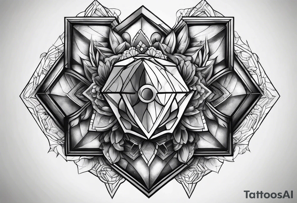 chest tattoo hexagon heart tattoo idea