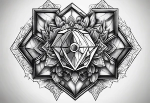 chest tattoo hexagon heart tattoo idea