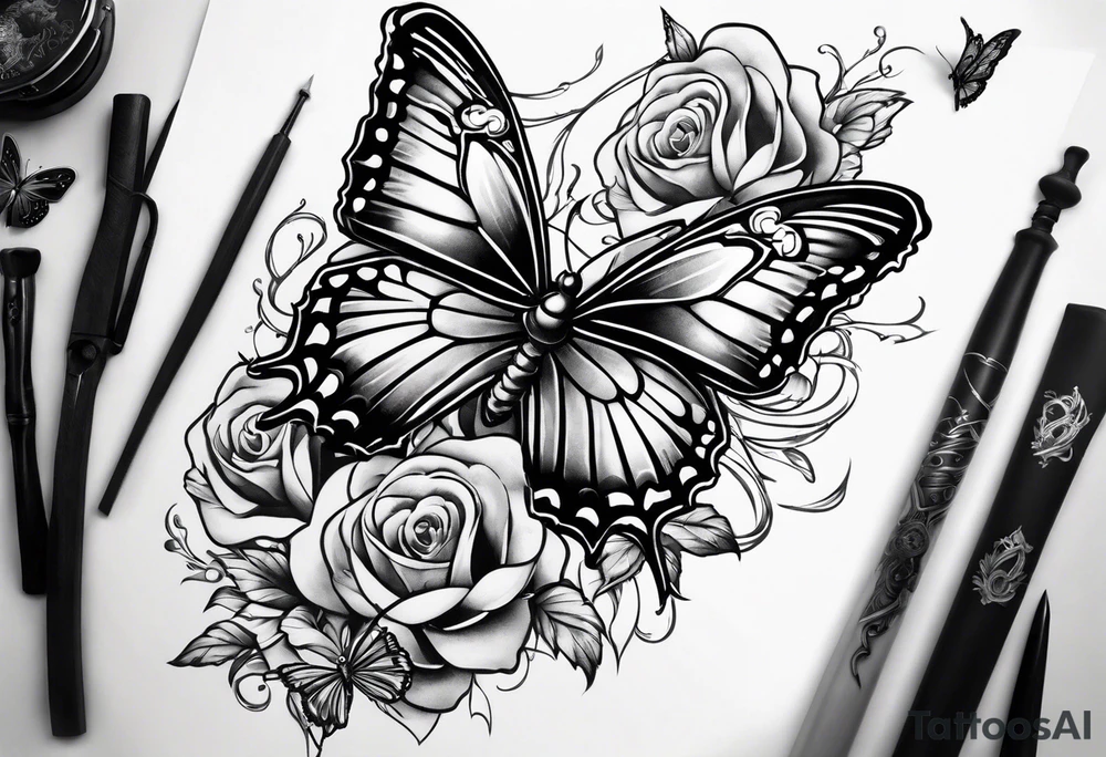 Sword and butterflies tattoo idea