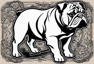 Abseiling bulldog sand blasting tattoo idea