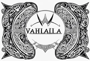 Valhalla viking shield hatchet sword tattoo idea