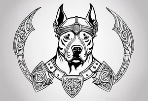 Pitbull with a viking helmet tattoo idea