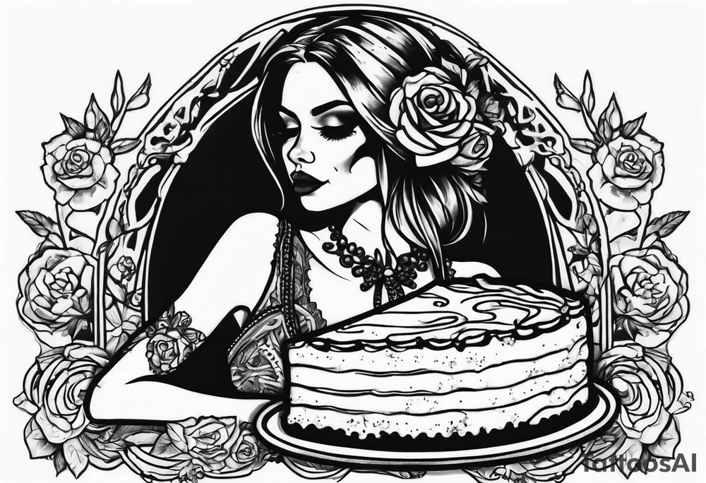 Cheesecake girl skeleton tattoo idea