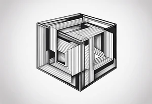 A three-dimensional cube with an emphasis on lines, creating a depth effect. tattoo idea