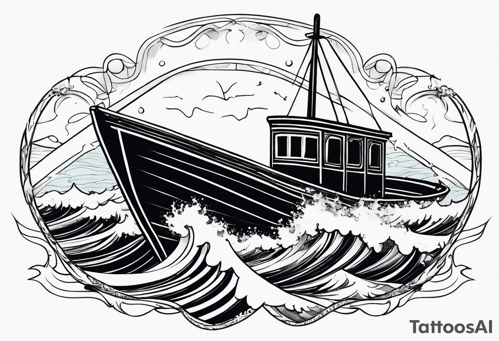 boat on stormy seas tattoo idea