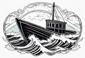 boat on stormy seas tattoo idea