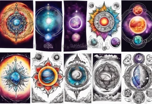 Spiritual awakening 
Planets 
Chakra tattoo idea